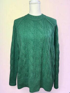Aerie Green Cable knit oversized Sweater size XXS